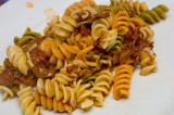 tricolor rotini with tomato sauce