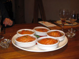 Starter of salmon on poached egg