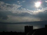 Early evening sun over the lake from the walls