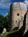 Turret showing partial restoration work