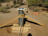 A closer view of the mounting plate - 2 plates welded together. The top plate is 5-1/2 in. to match the electronics cylinder of the CI700 mount.
*** See updated photo below - Jan. 2003.