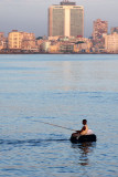 Fishing from a rubber tyre