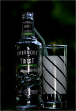 Empty bottle & glass
