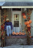 Porch decorated for Halloween, PA