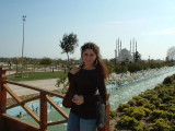 Mona at the riverside park outside the mosque
