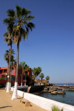 Harborside walkway leading to the fort