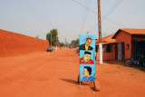 Sign outside a beauty salon across from the Royal Palace, Abomey
