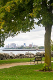 Chicago, a bench and a a tree, Elliot Park, Evanston, Illinois