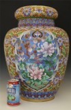 107 Massive gold gilt Chinese cloisonné covered jar, 巨型鎏金景泰蓝盖罐