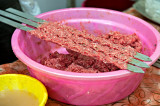 Preparing Kabab Koobideh