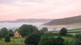 A misty dawn in the Clun Valley
