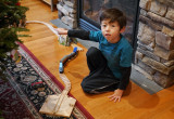 Five year old Josh tells me about his trains