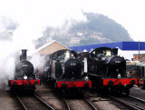 Twins at Minehead with a visiting engine.