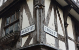 Signs on an old building.