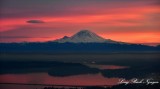 Red Sky over Mount Rainier, Lake Washington, Floating Bridge Interstate 90, Seattle
