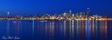 Seattle Skyline and Rainbow of Colors Elliot Bay Seattle