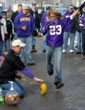 That blonde went airborne trying to kick a field goal
