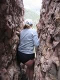Laura walking through Butt Crack Rock