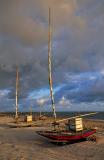 barcos sob luz dramática com detalhe cachorro