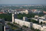 views of Warsaw, the small Old Town in the distance..