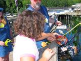 Sarah grabs the crab