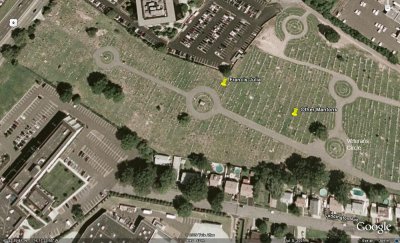 Google Earth showing grave locations