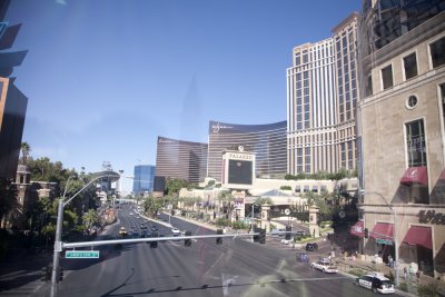 View from Pedestrian Bridge of Wynn, Encore Casinos Etc