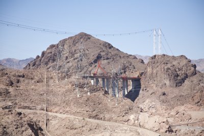 Partially Built New Bridge from One Side of Cliff