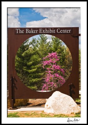 Baker Exhibition Center Sign and Redbud