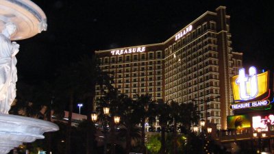 Treasure Island hotel by night