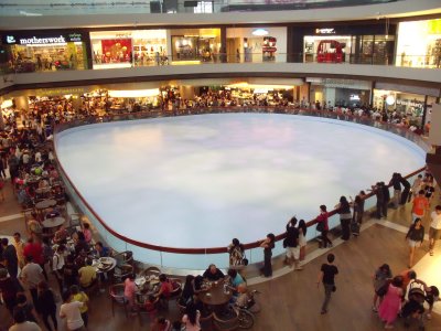 Skating arena in the food court area