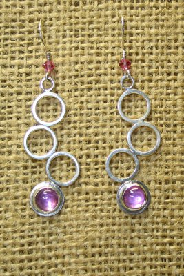 Pink Tourmaline and- Circles Earrings