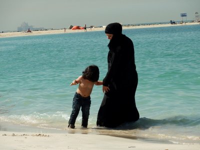 Mother and her child at Jumeirah beach Dubai