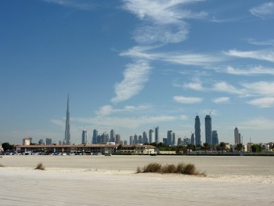Dubai city view from Jumeirah beach UAE