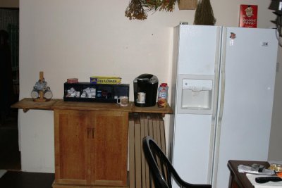 our temporary kitchen - coffee is a must