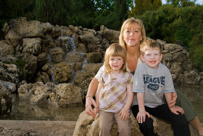 Beth and kids at Peace Garden