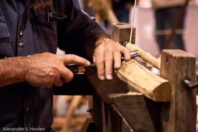 Pole lathe in action