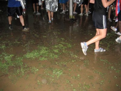 Inside the food tent at the finish line