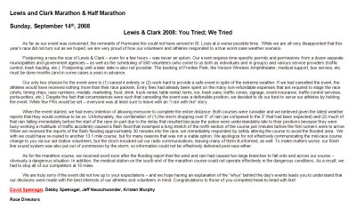 Message from the Race Directors - this explains it all!
