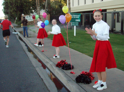 Mile 3 - There were a lot of cheer leading squads from area schools