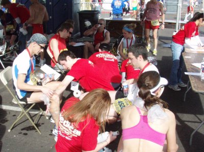 One of the medical tents at the finish line