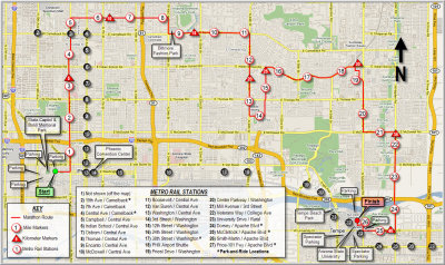 Map of the 2008 Rock 'n Roll Arizona Marathon Course