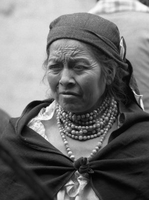 Otavalo Indian woman at HCJB mobile clinic