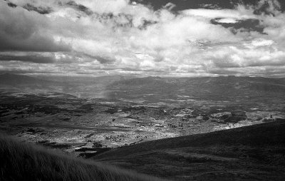 View of Quito from mountains behind the city