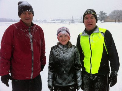 Bob, Jennifer, and Craig after a snowy long run