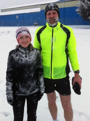 Jennifer and Greg after a snowy long run