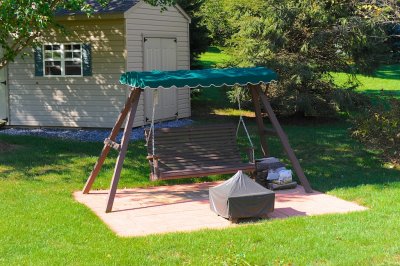 Shed and Swing on Patio