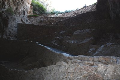 Looking up at the natural entrance