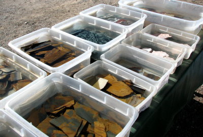 Slabs of various rocks