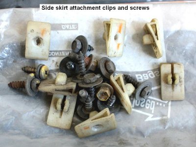 side skirt attachment clips and screws